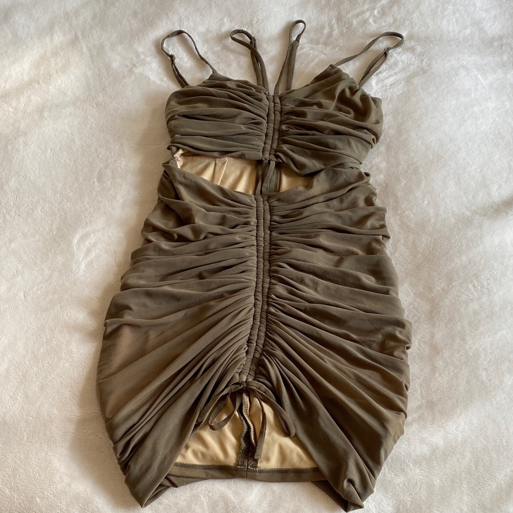 Michael Costello Revolve Olive Ruched Dress